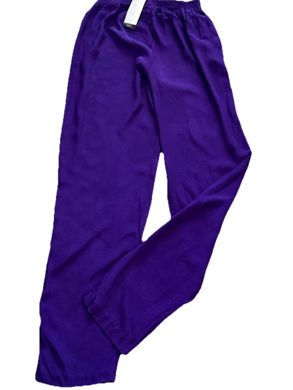 NWT $72 NINO WONG Purple Passion 100% Rayon Drapey Summer Pants Size Small